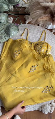 Swara Mirror Work Corset With Fish Cut Plazzo Coord Set