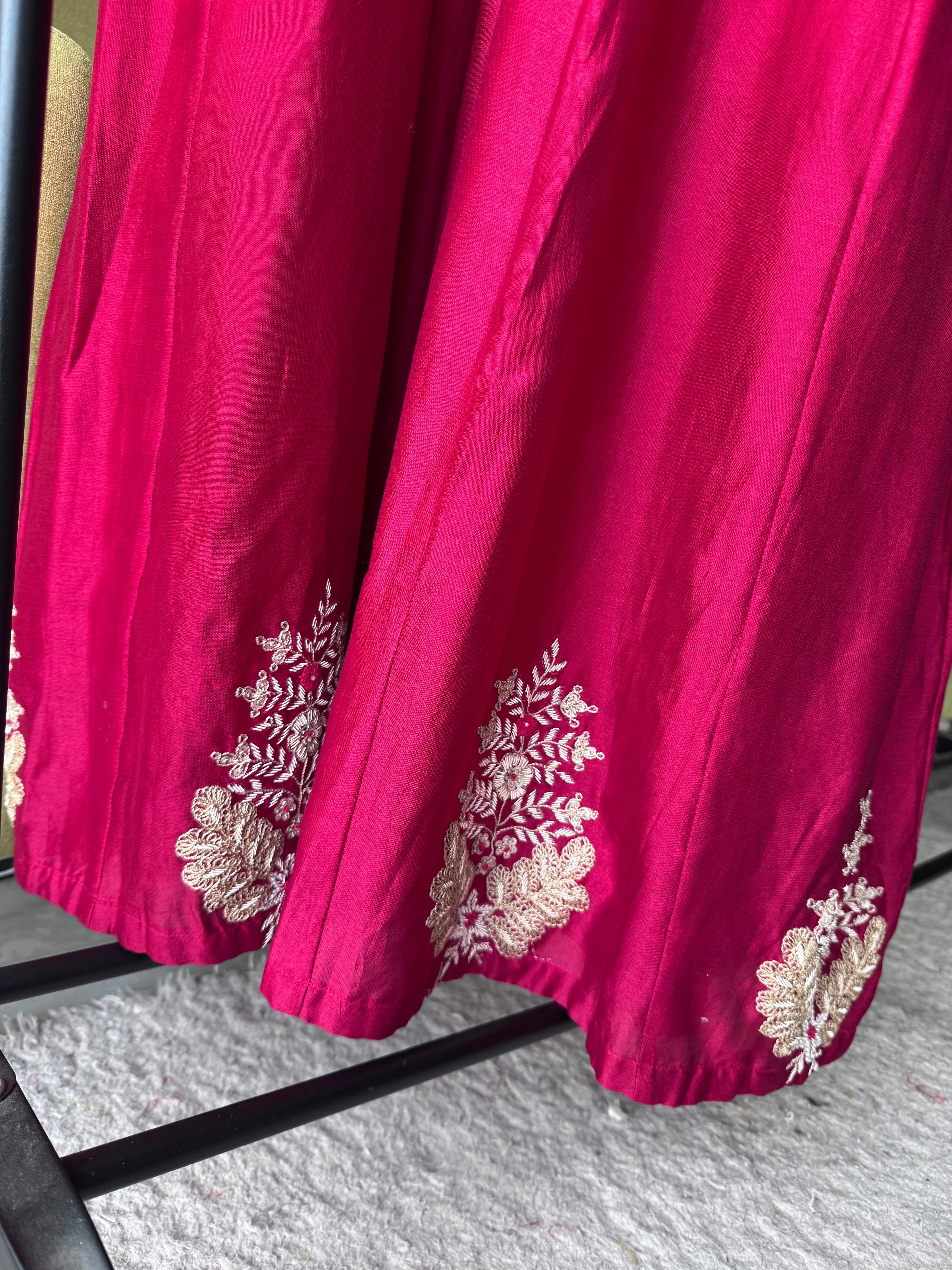Pavithra Handwork Anarkali Dress- Cherry Red