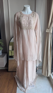 Neha Handwork Short Kurta Dress- Baby Pink (Make to Order)