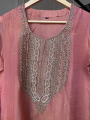 Apurva Handwork Zardoshi Work Plazzo Set- Peach (Make To Order)