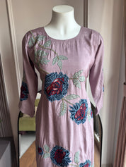 Hema Embroided  Cut Work Dress- Lavender