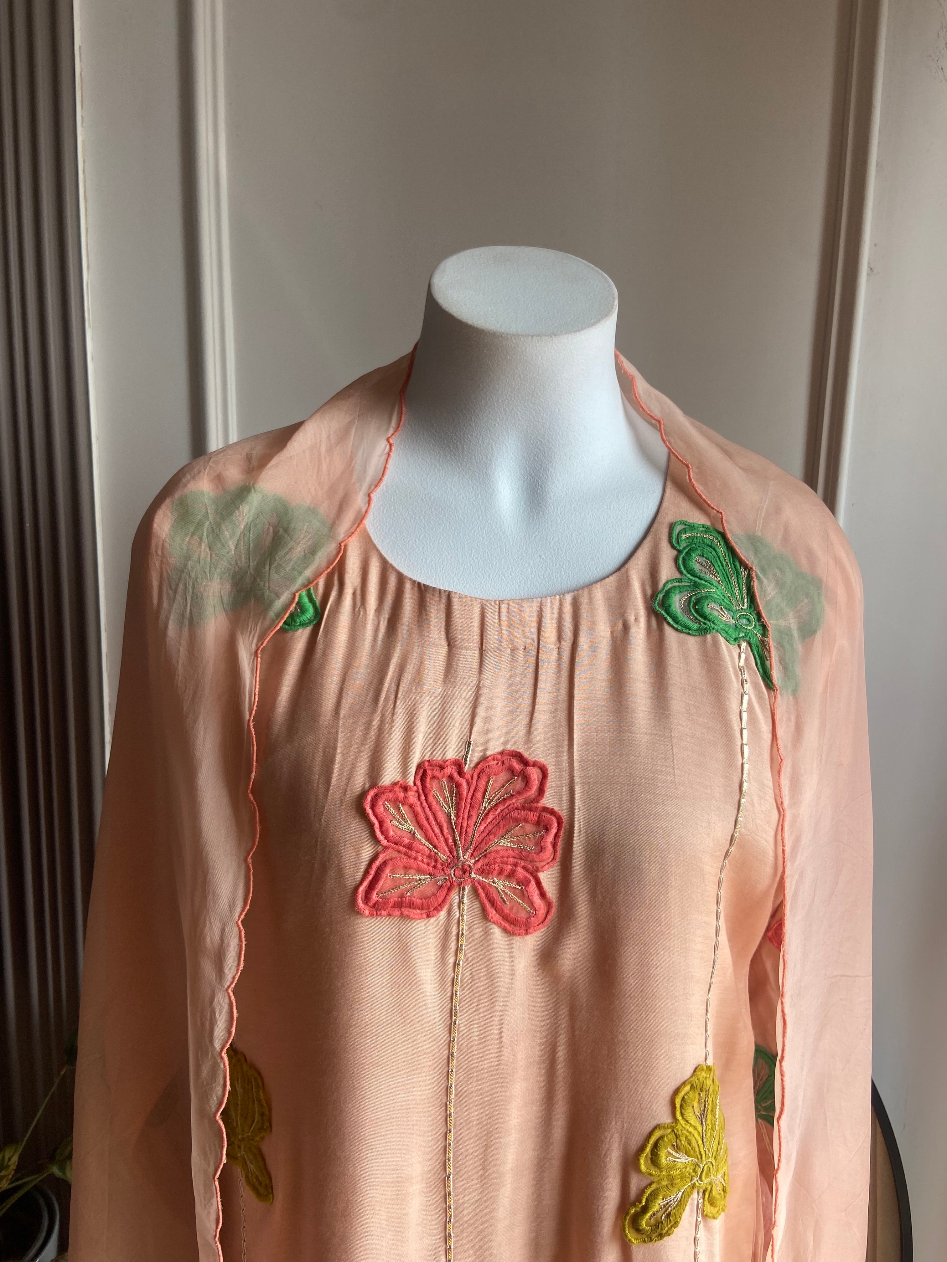 Jasmine Embroided Dress- Peach