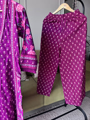 Suman Floral Print Cotton Dress-Wine