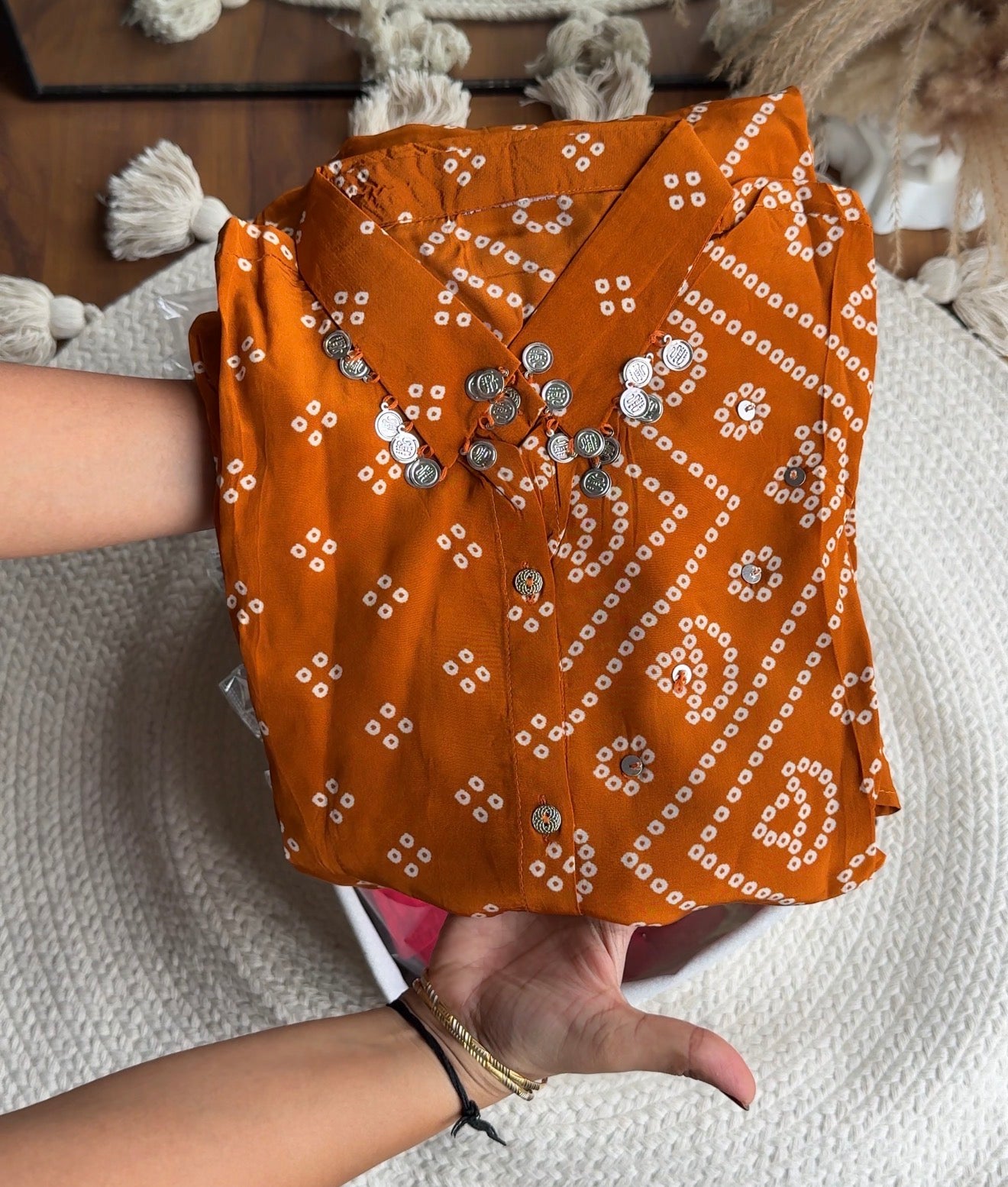 Pooja bandhani coord set- Orange