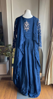 Prachi Embroidered gown with duppatta ( blue)