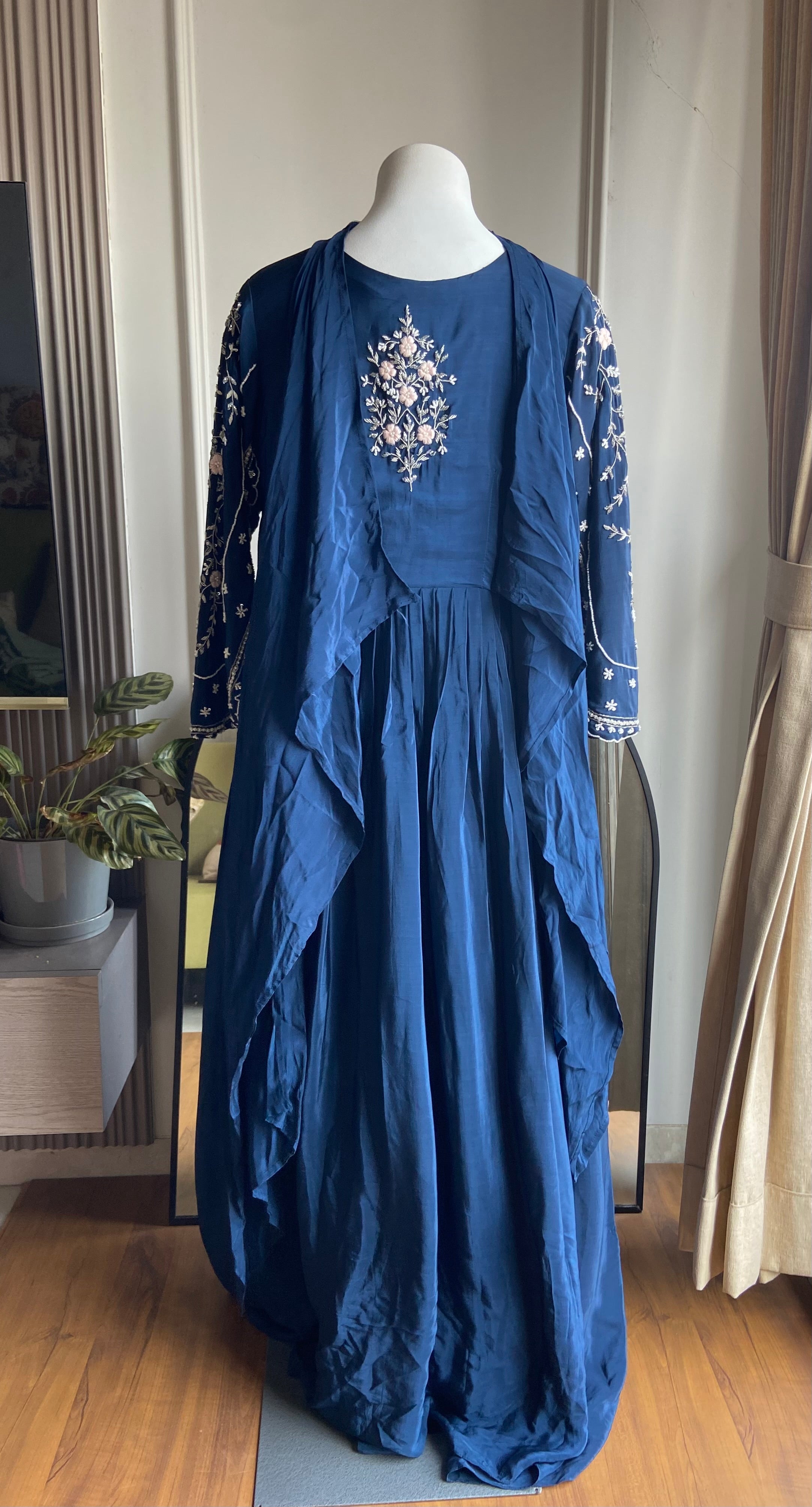 Prachi Embroidered gown with duppatta ( blue)