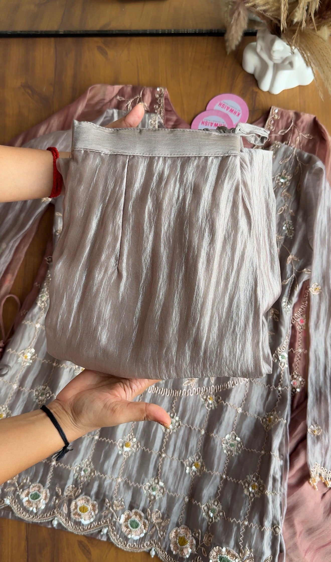 Vidhi Short Kurta And Palazzo Dress-  Silver