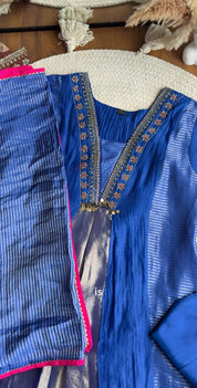 Tina Mul Chanderi Dress - Blue