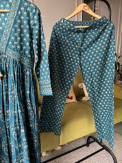 Niyati Cotton Anarkali Dress- Blue