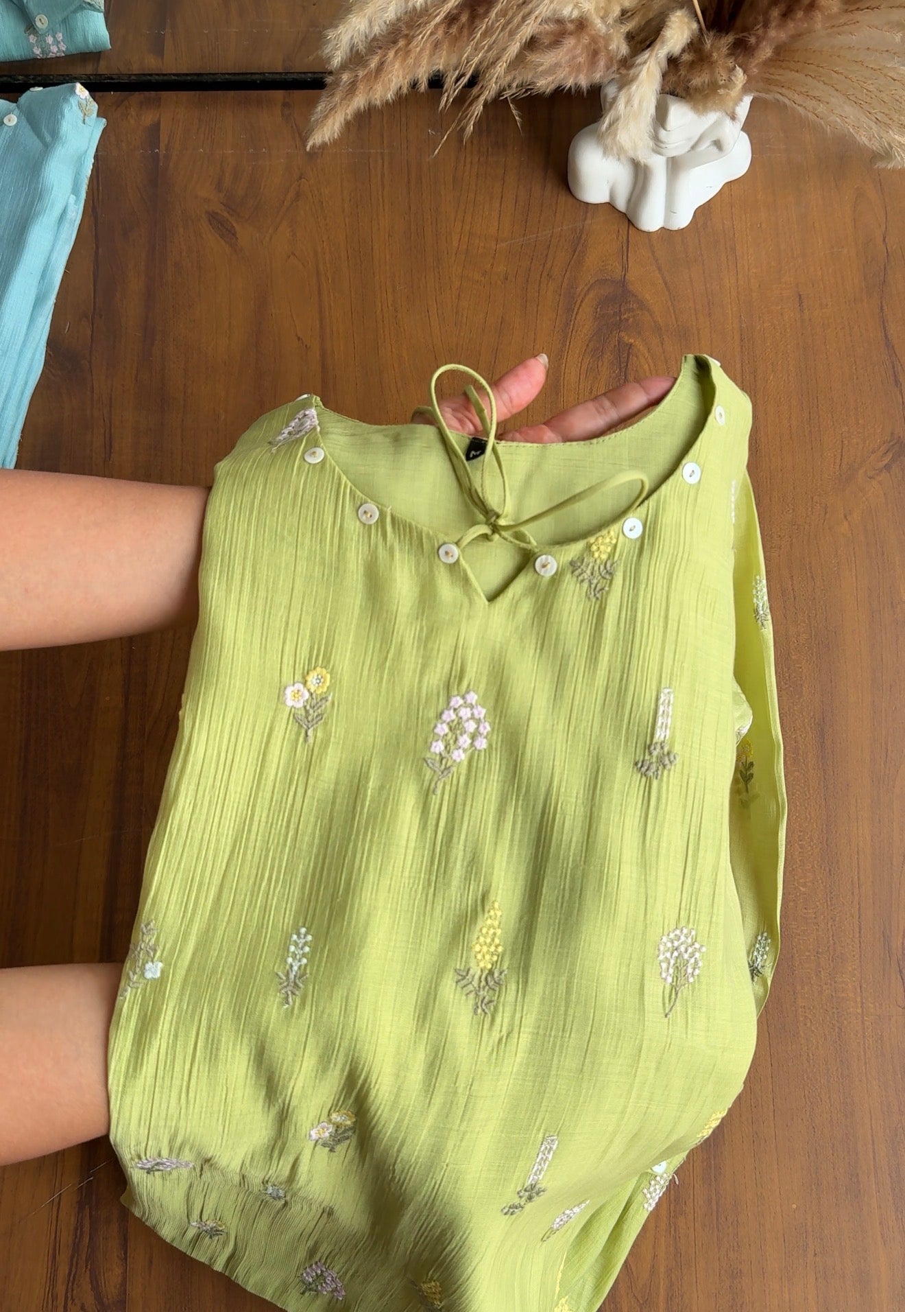 Sakhee Embroided Dress-Pistachio Mist