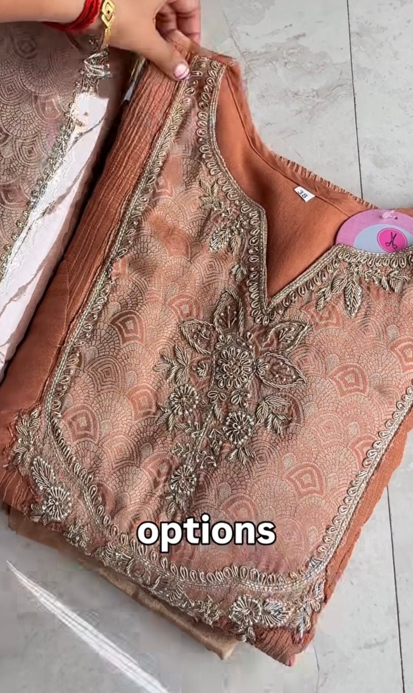 Rajvi Handwork Tissue Dress- Orange