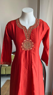 Nayra Handwork With Farshi Pant  Dress- Rust