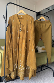 Leisha Embroided Aline Dress- Mehndi Green