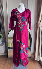 Kanak Multi Colour Handwork Dress- Maroon