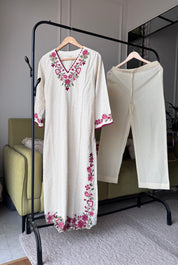 Mahima Embroided Cotton Dress- White