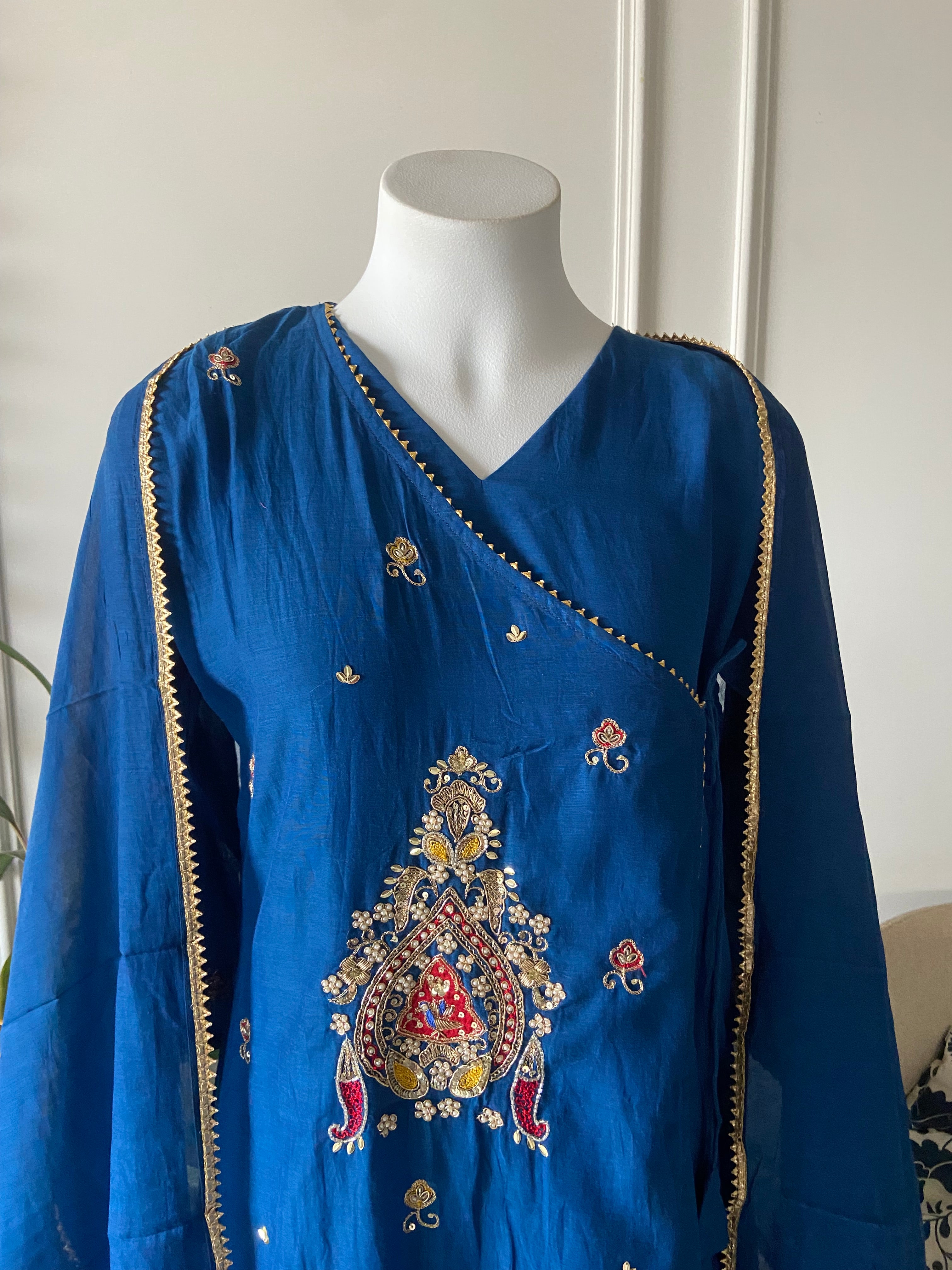Rashi Angrakha Aline Dress-Blue