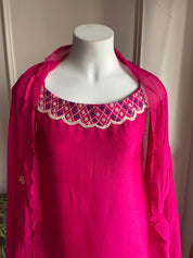 Pari singlet Aline embroidered plazzo dress- Rani Pink