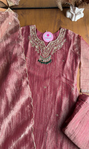 Saumya Green Emerald Hand Work Dress- Pink