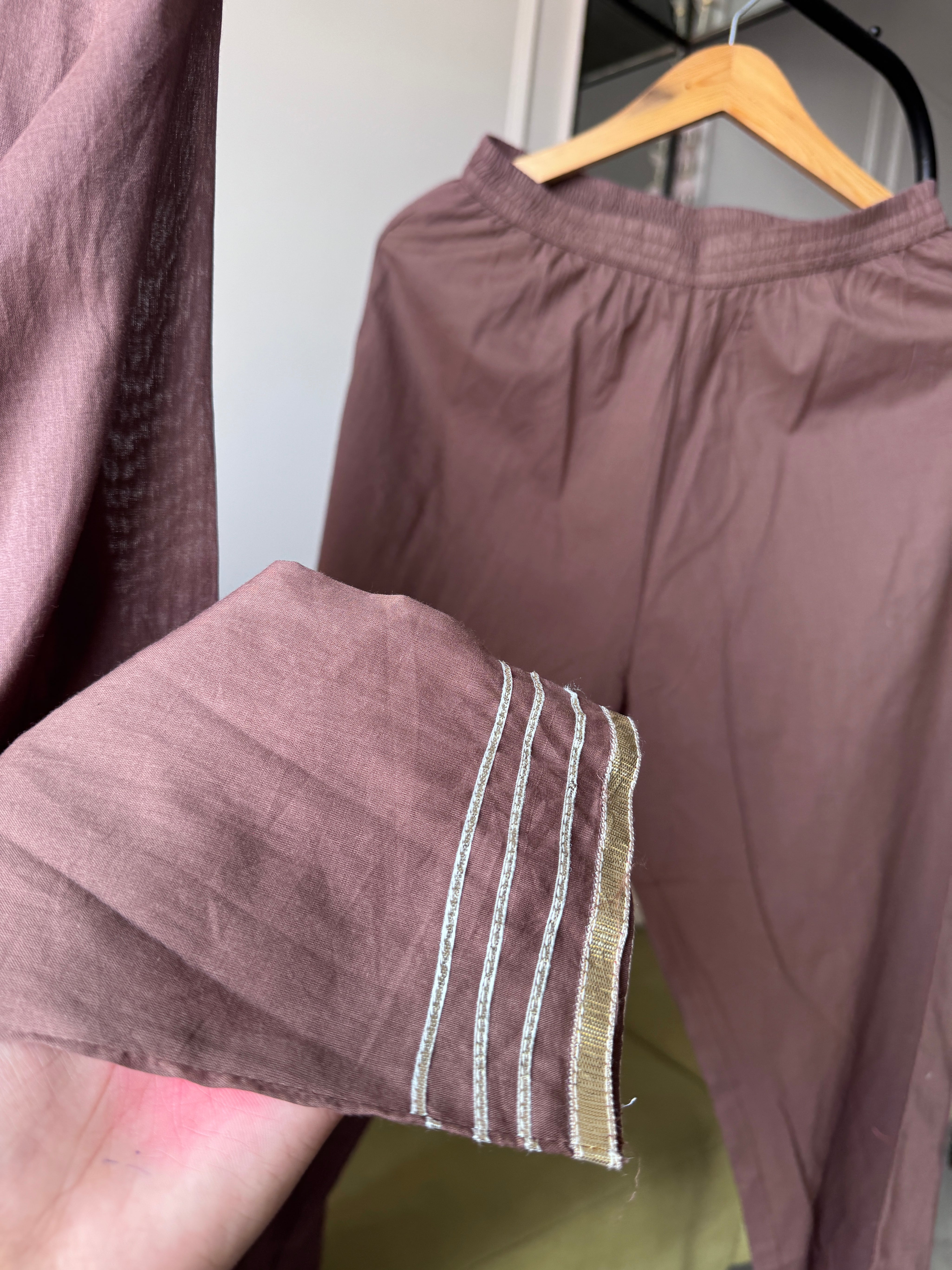 Kapila Cotton Anarkali With Tie Back Pillow Tassels  - Brown