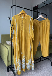 Madhavi Mul Chanderi Cross Cross Neck Handwork Dress