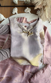 Vedika Tissue Organza Dress- Grey