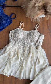 Jenna Handwork Sharara Dress- White