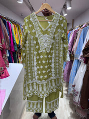 Embroided Coord set - Green