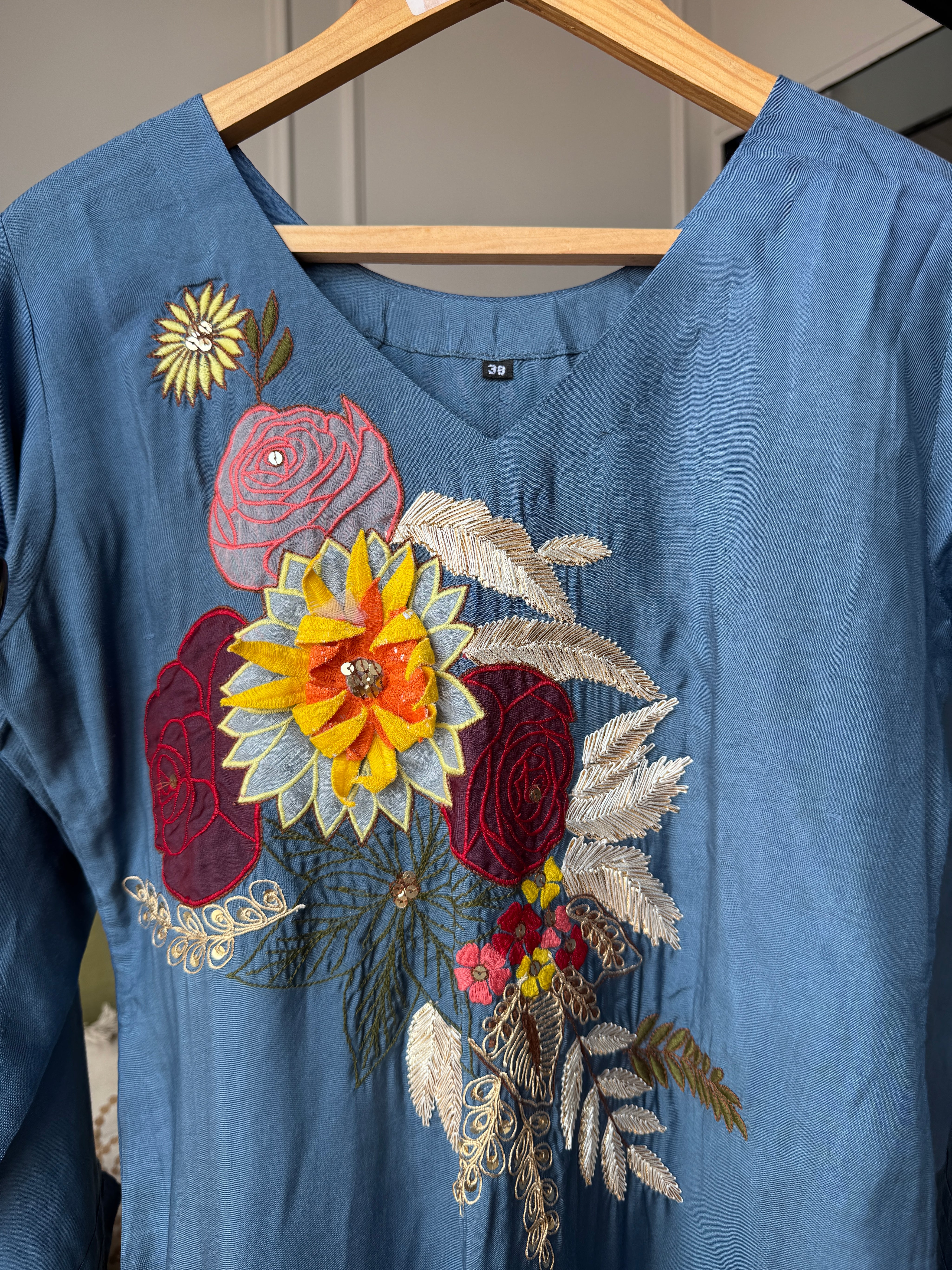 Janvi Embroided Dress- Blue