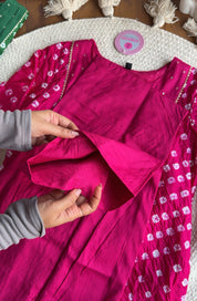 Shivani Bandhani farshi salwar coords- Rani Pink