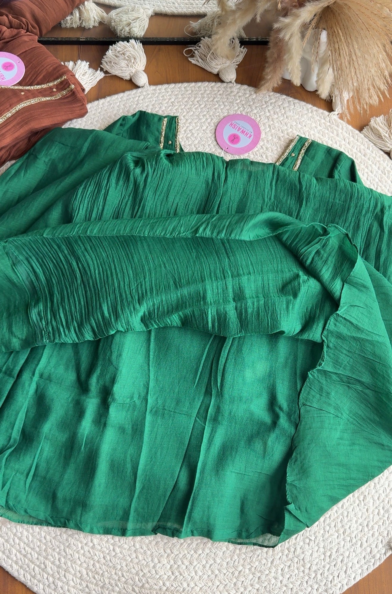 Surbhi Mul Chanderi Aline Dress- Green