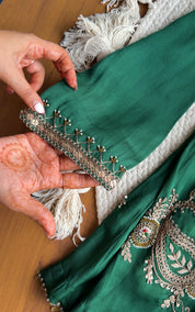 Radhika Hand Zardoshi Short Kurta With Dhoti Skirt- Blue with Green