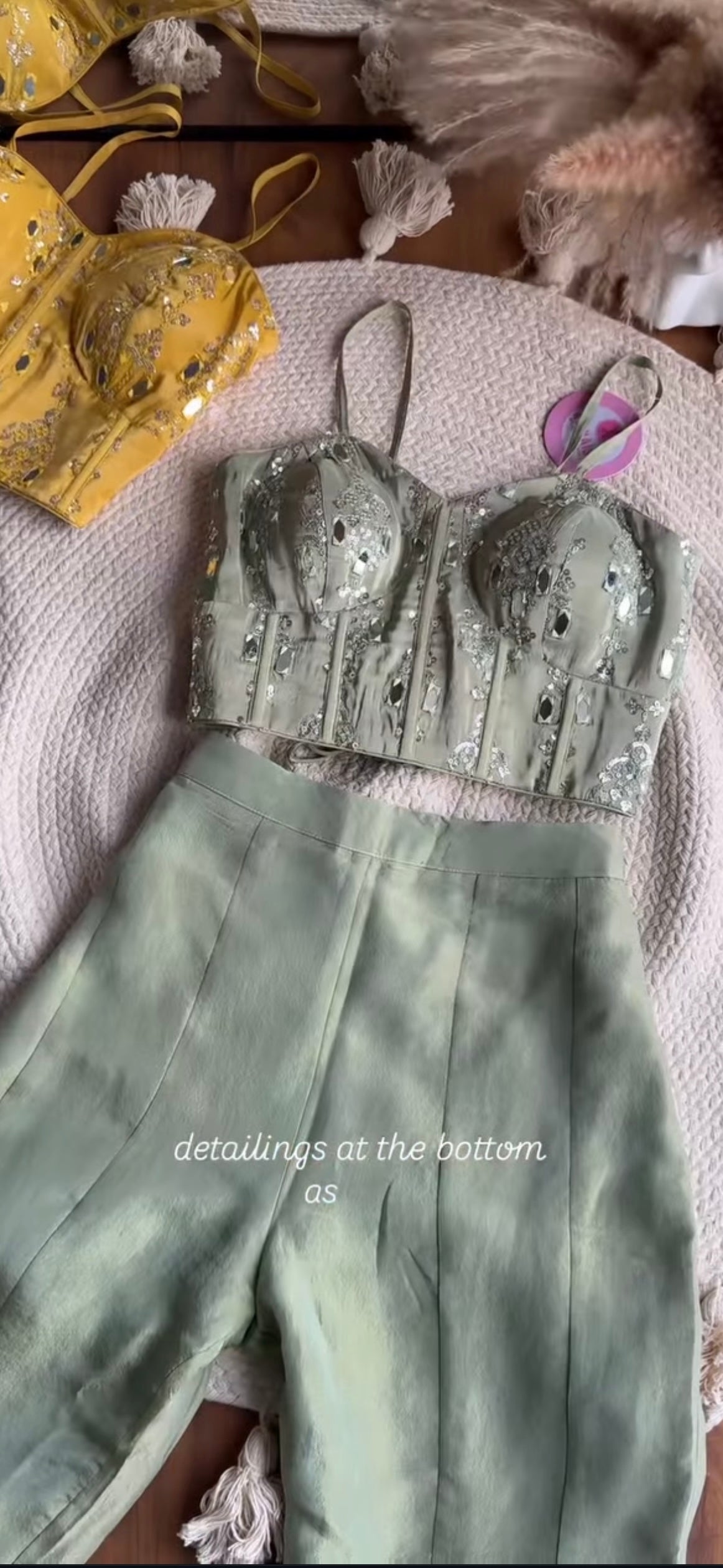 Swara Mirror Work Corset With Fish Cut Plazzo Coord Set