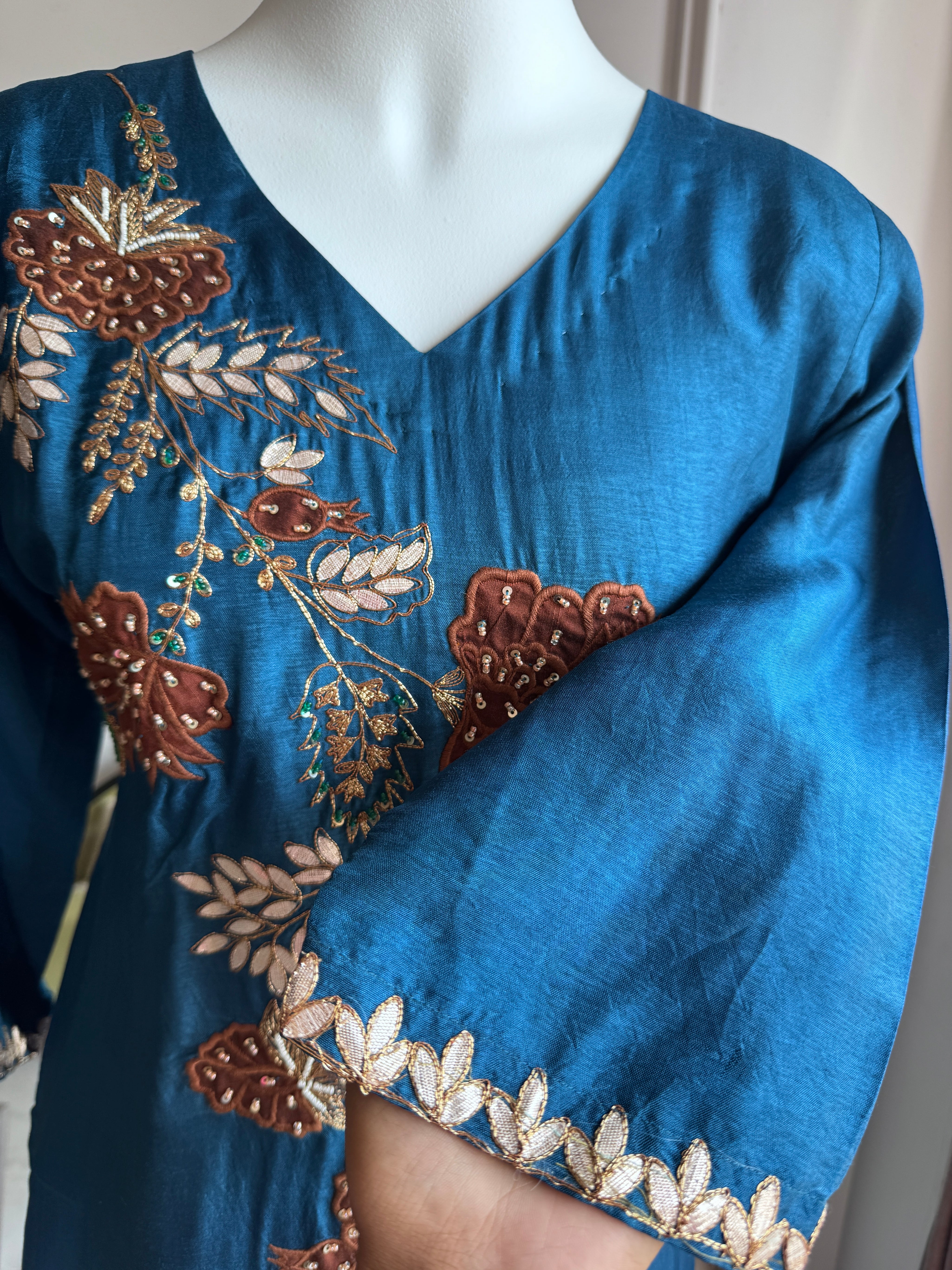 Kanak Multi Colour Handwork Dress- Blue