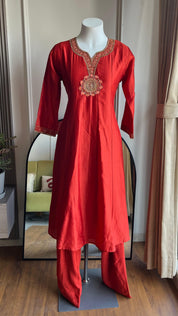 Nayra Handwork With Farshi Pant  Dress- Rust