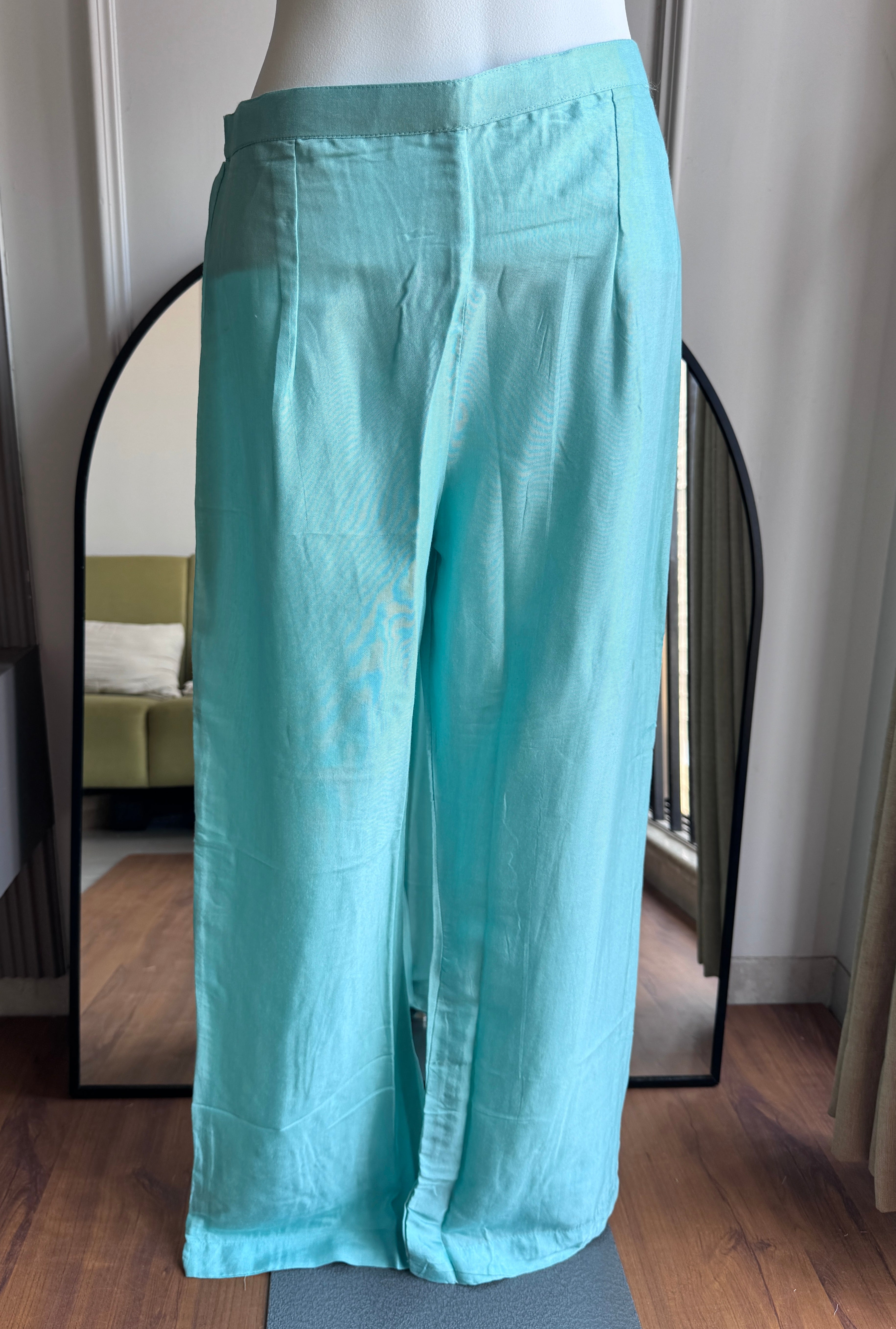Pratibha Handwork Mul Chanderi  Dress - Sky Blue
