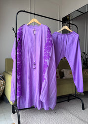 Chahat Embroided Cut Work Dress- Purple