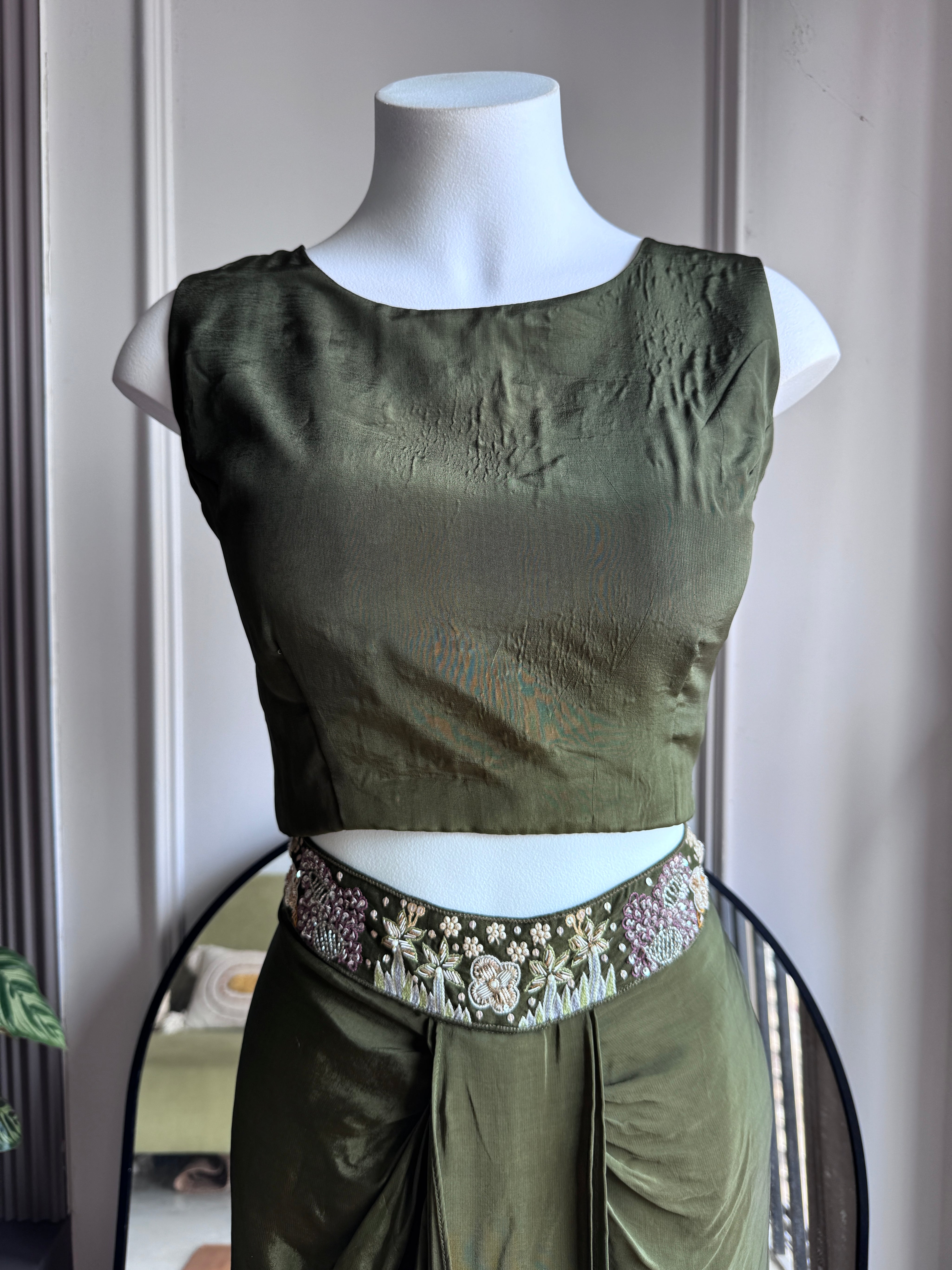 Kirti Handwork Skirt With Jacket Style - Green