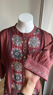 Vanya Ajrakh Print Coord Set- Brown