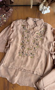 Vani Silk Coord Set- Peach