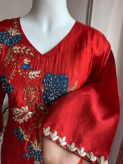 Kanak Multi Colour Handwork Dress- Rust