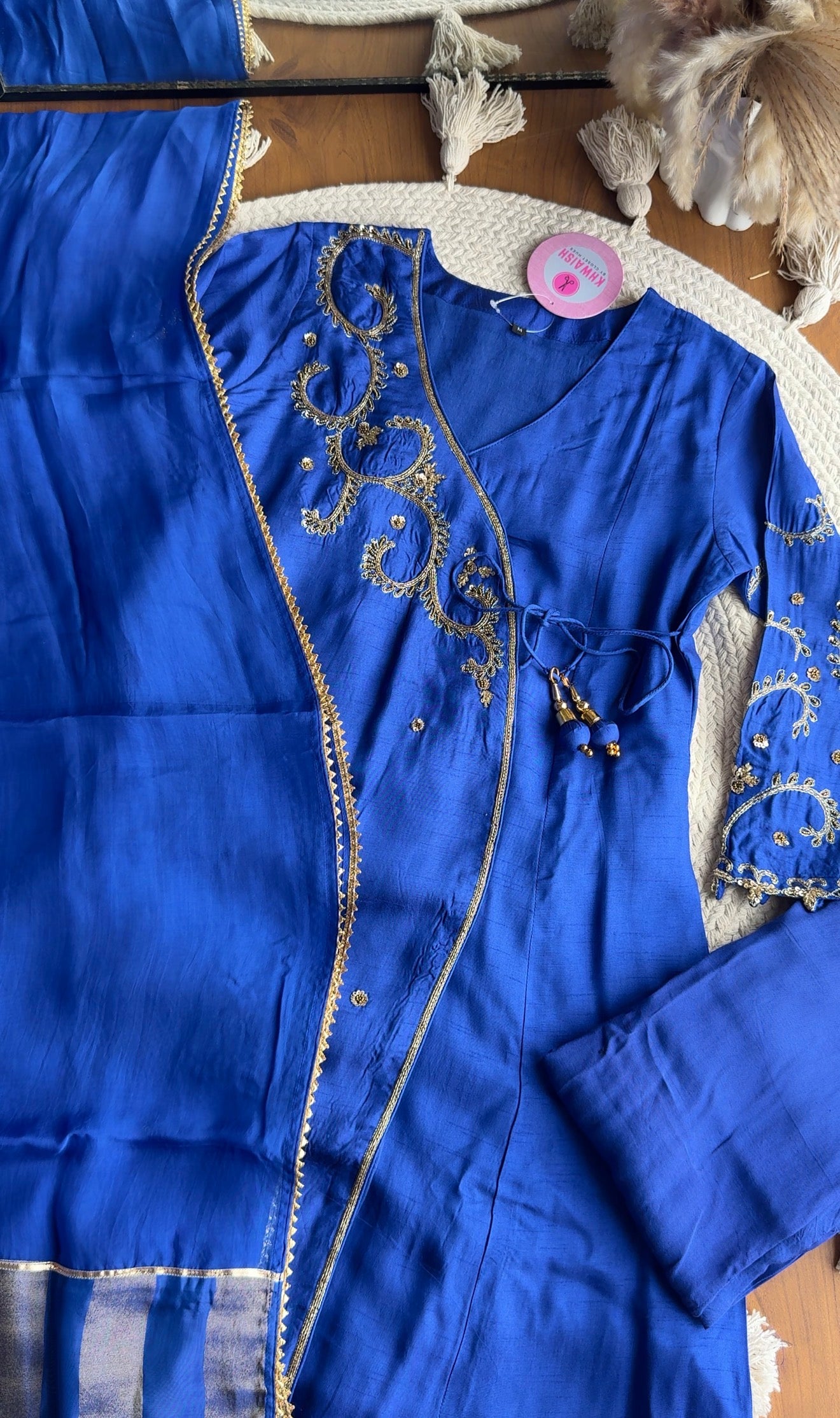 Shagun Angrakha Hand Work Dress- Blue