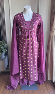 Pavithra Polka Dot Cotton Dress-Purple