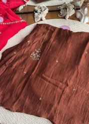Akshara Hand Work Aline Dress- Brown
