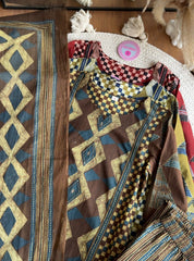 Heer Chequered Cotton Dress-Brown