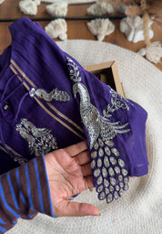 Sona Hand Work Mul Chanderi Dress- Purple (Make to order)