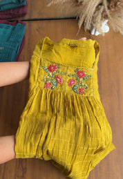 Somya pure mul cotton embroidered dress-Yellow