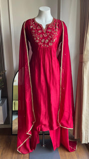 Savitri Handwork Dress- Red