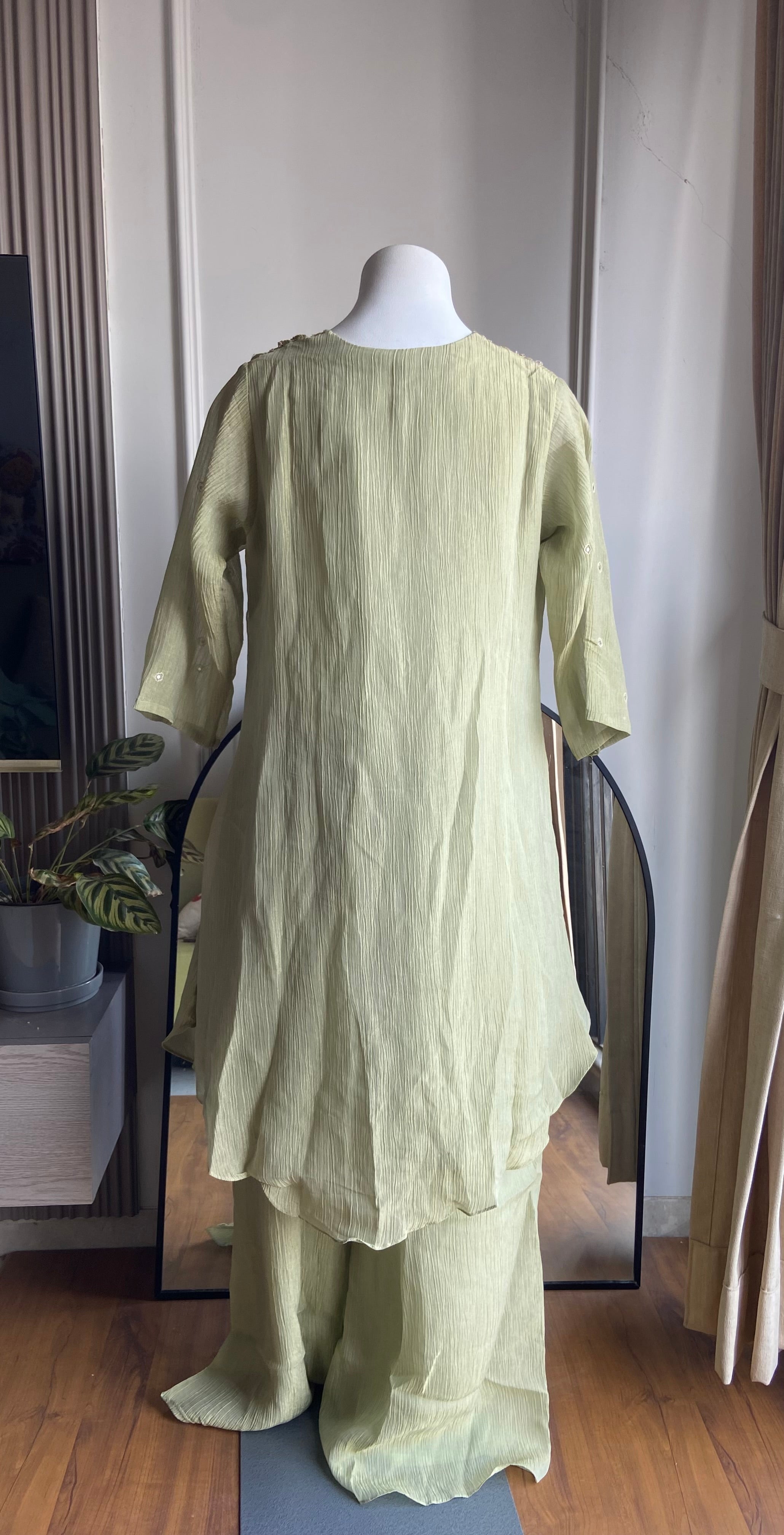 Shakti Handwork Dress- Dusty Green
