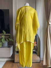 Ritika short kaftan with pants-lemon yellow