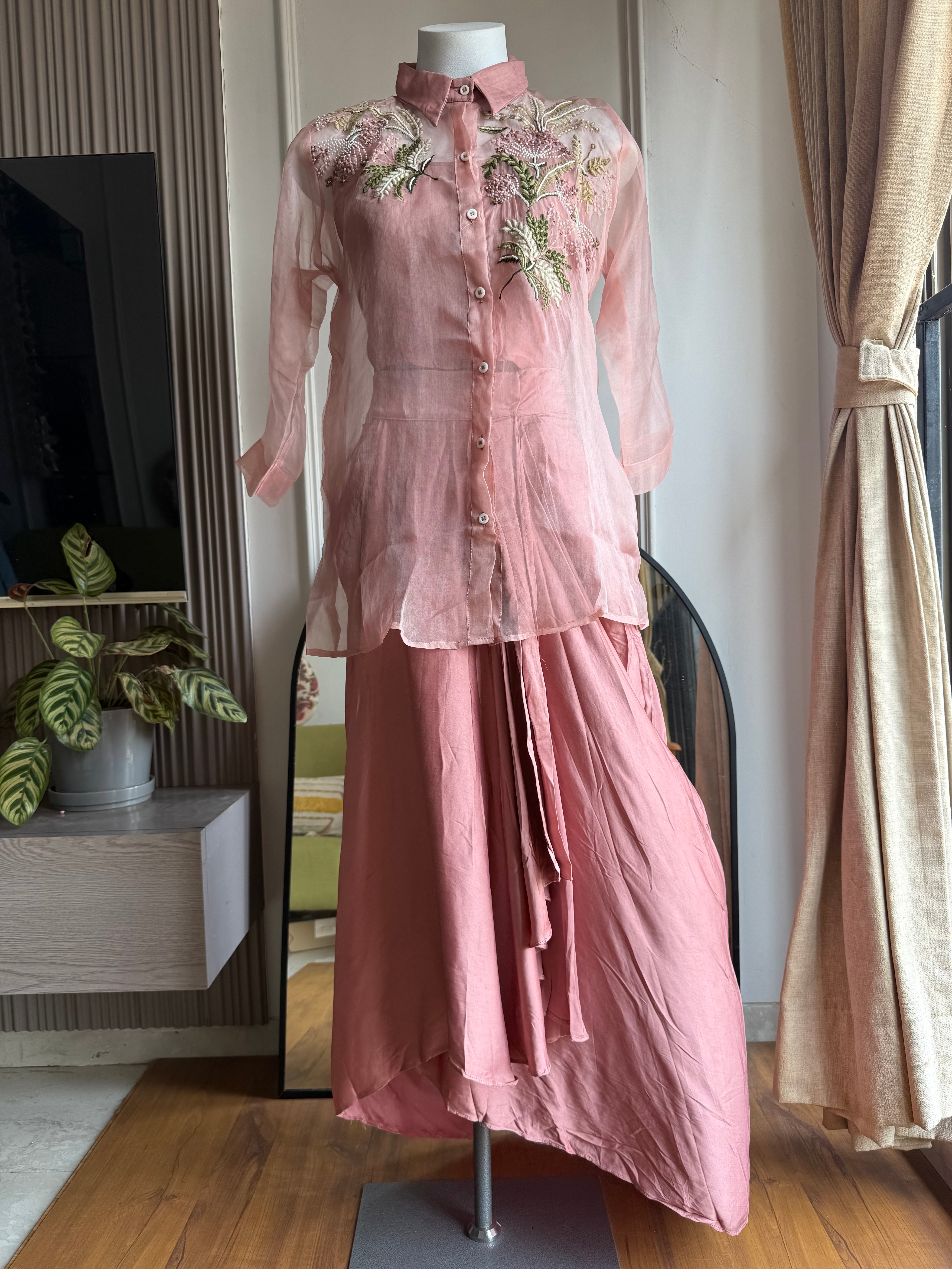 Shashi (Coord set with dhoti)- peach pink